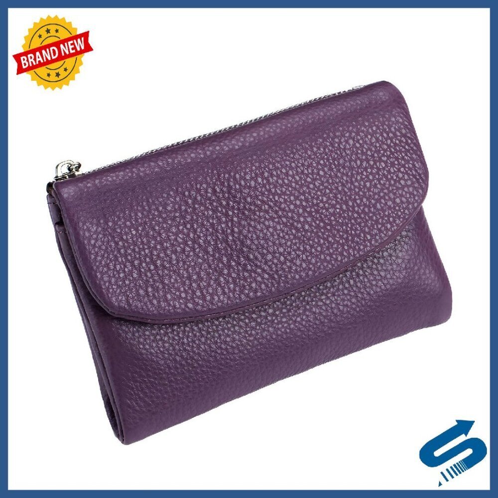 Genuine Leather Wallet with Coin Pockets, 5.3 Inch Slim Card Holder